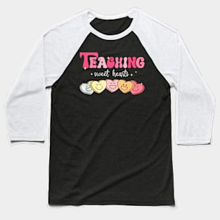 Teaching Sweethearts Retro Groovy 70S Hearts Valentines Day Baseball T-Shirt